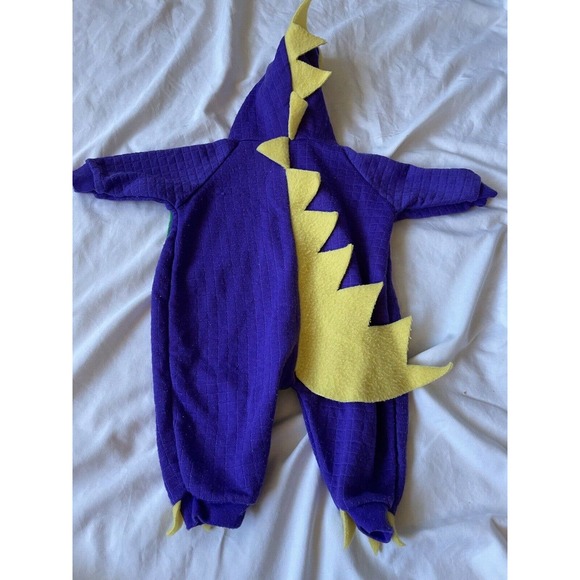 VTG BABY GRO KAPART Romper Sleeper Small Green Purple Dinosaur Alligator 0-3 mo - Picture 8 of 9